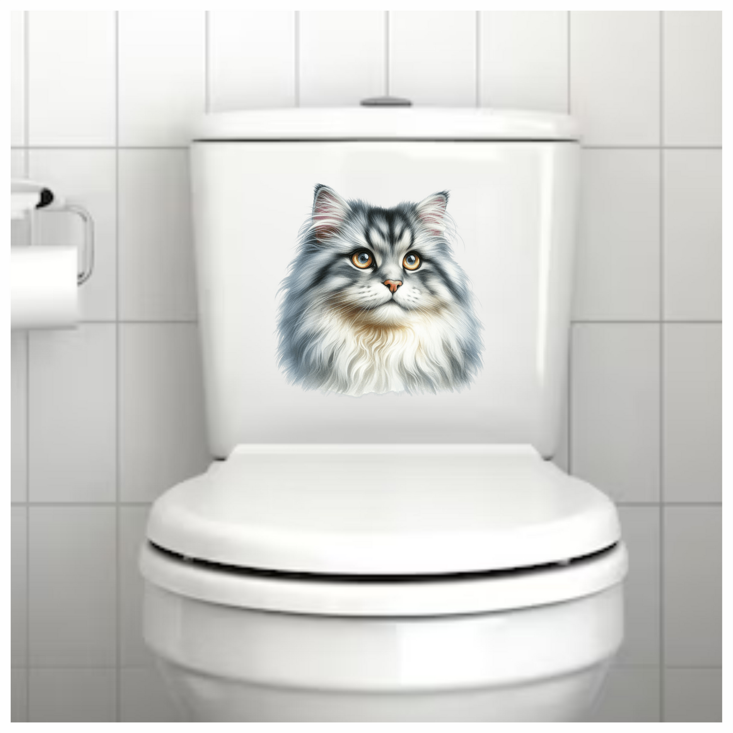Grey White Cat With Amber Eyes Vinyl Sticker Decal