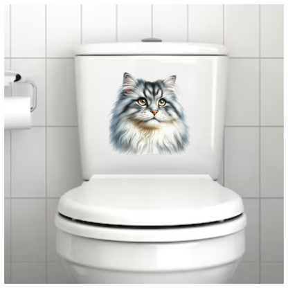 Grey White Cat With Amber Eyes Vinyl Sticker Decal