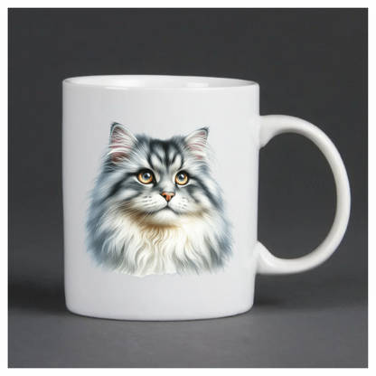 Grey White Cat With Amber Eyes Vinyl Sticker Decal