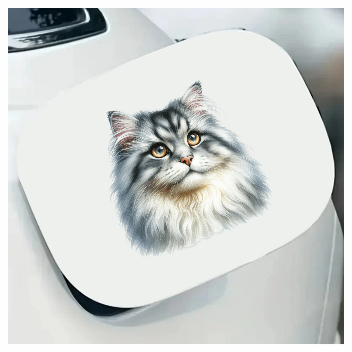 Grey White Cat With Amber Eyes Vinyl Sticker Decal