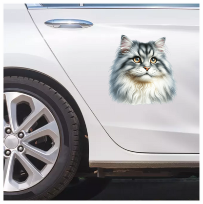 Grey White Cat With Amber Eyes Vinyl Sticker Decal