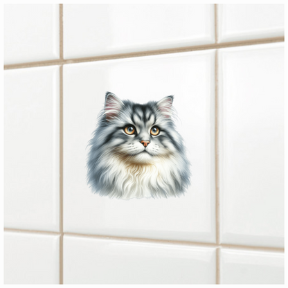 Grey White Cat With Amber Eyes Vinyl Sticker Decal