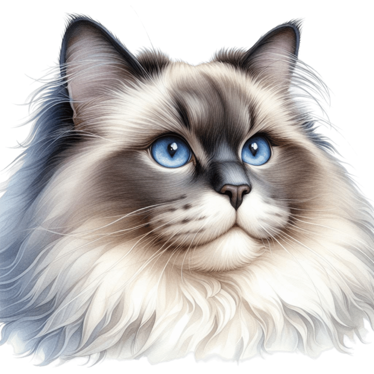 Blue Cat Ragdoll Fluffy Face Vinyl Sticker Decal