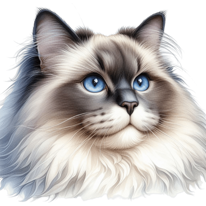 Blue Cat Ragdoll Fluffy Face Vinyl Sticker Decal