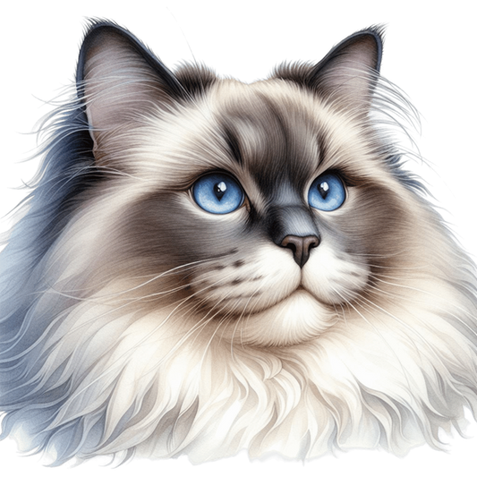 Blue Cat Ragdoll Fluffy Face Vinyl Sticker Decal