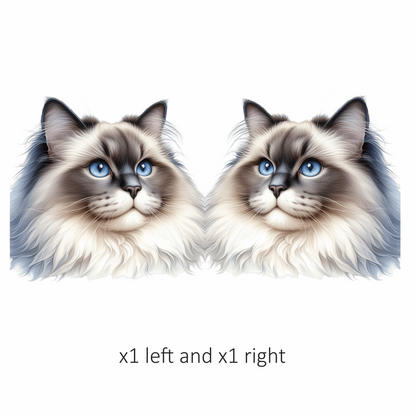 Blue Cat Ragdoll Fluffy Face Vinyl Sticker Decal