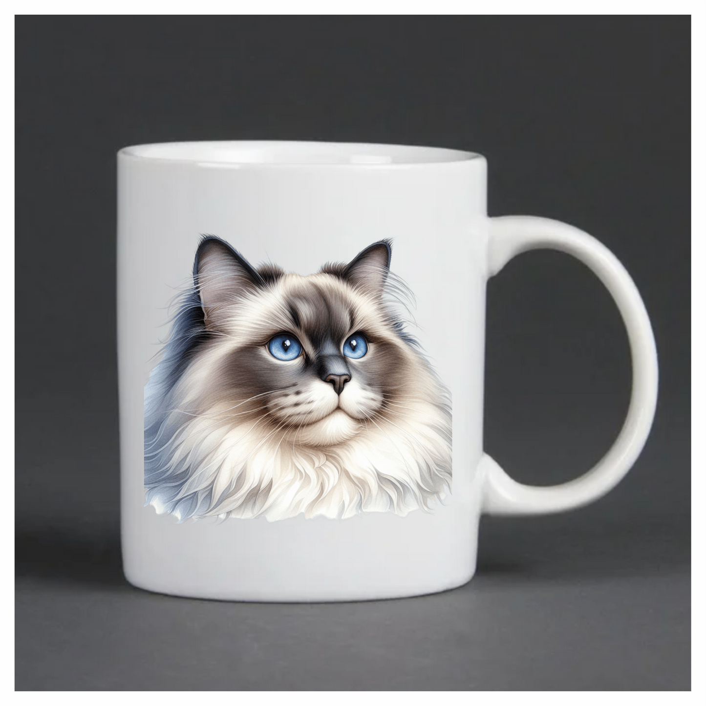 Blue Cat Ragdoll Fluffy Face Vinyl Sticker Decal