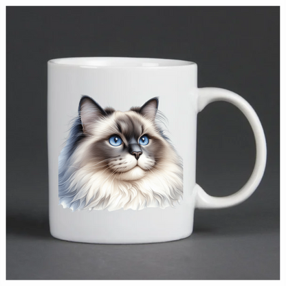 Blue Cat Ragdoll Fluffy Face Vinyl Sticker Decal