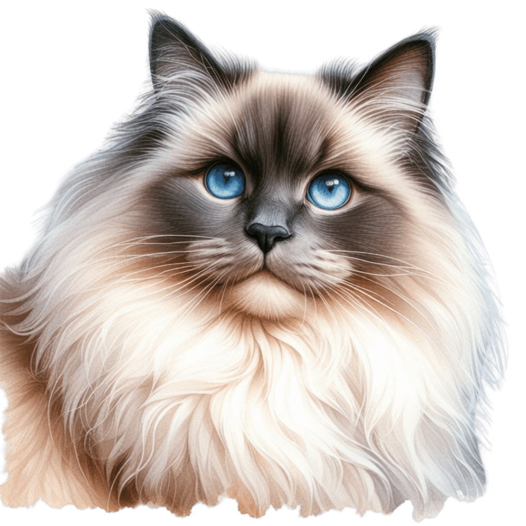 Blue Ragdoll Cat Fluffy Face Vinyl Sticker Decal