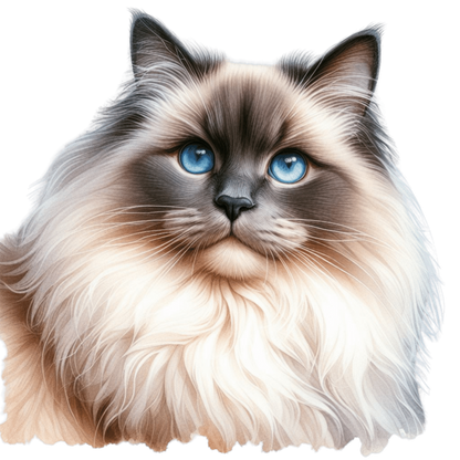 Blue Ragdoll Cat Fluffy Face Vinyl Sticker Decal