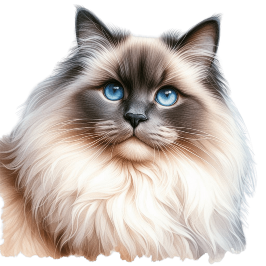 Blue Ragdoll Cat Fluffy Face Vinyl Sticker Decal
