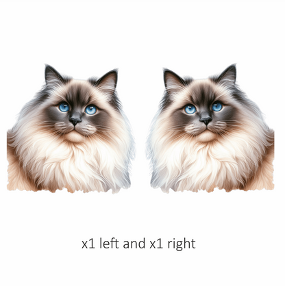 Blue Ragdoll Cat Fluffy Face Vinyl Sticker Decal