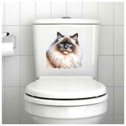 Blue Ragdoll Cat Fluffy Face Vinyl Sticker Decal