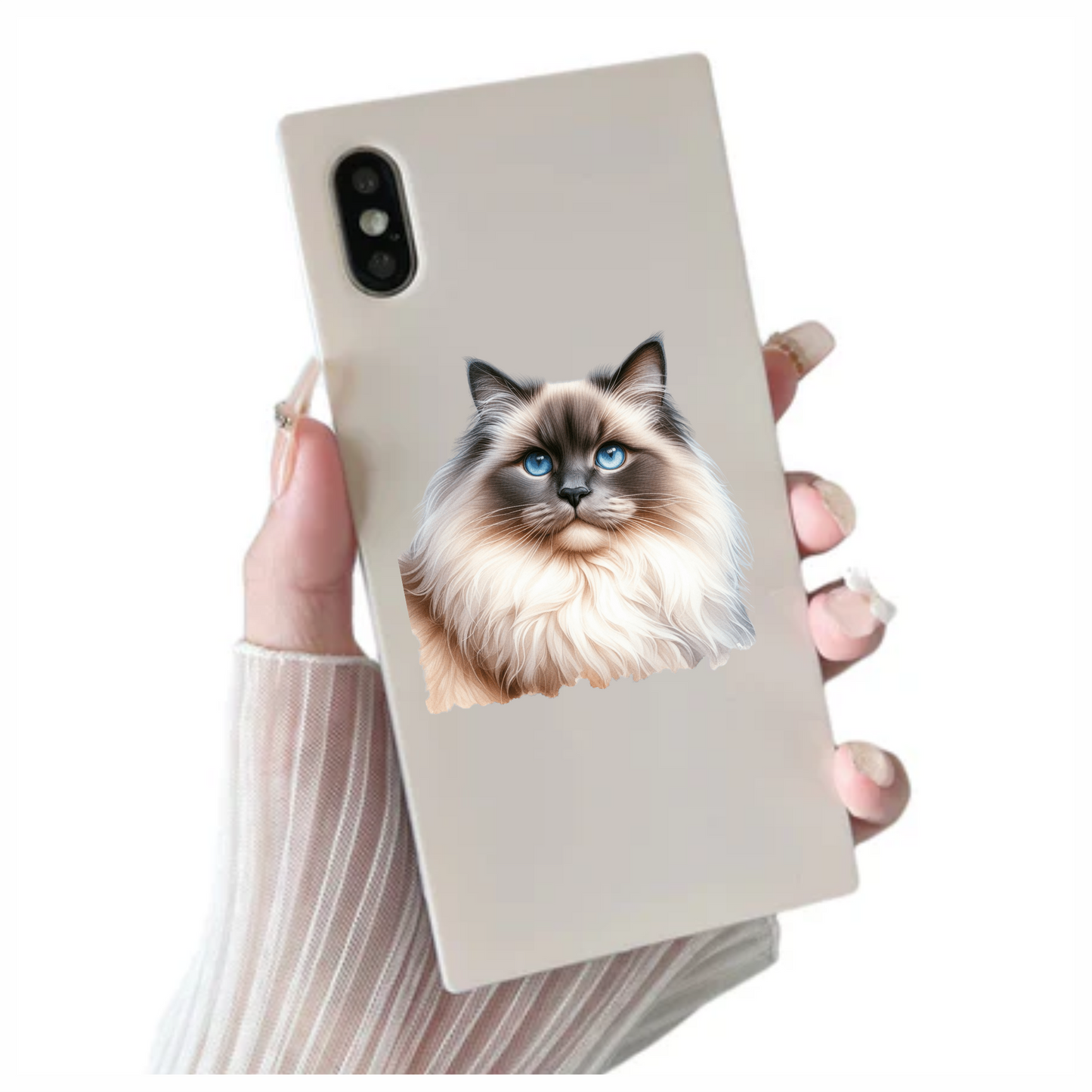 Blue Ragdoll Cat Fluffy Face Vinyl Sticker Decal