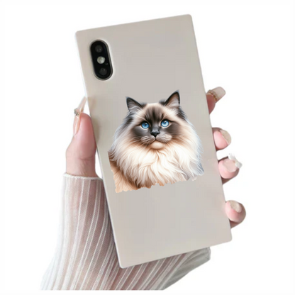 Blue Ragdoll Cat Fluffy Face Vinyl Sticker Decal