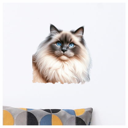 Blue Ragdoll Cat Fluffy Face Vinyl Sticker Decal