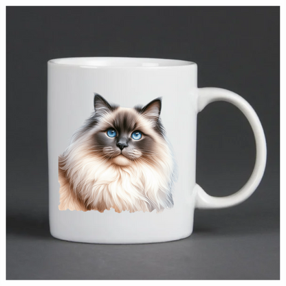 Blue Ragdoll Cat Fluffy Face Vinyl Sticker Decal