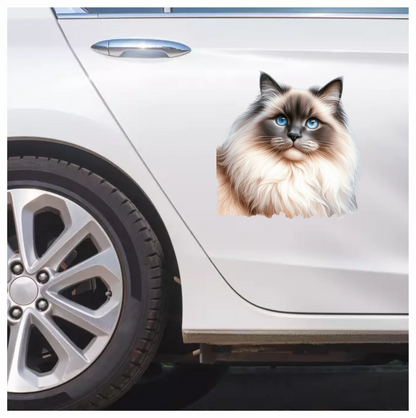 Blue Ragdoll Cat Fluffy Face Vinyl Sticker Decal