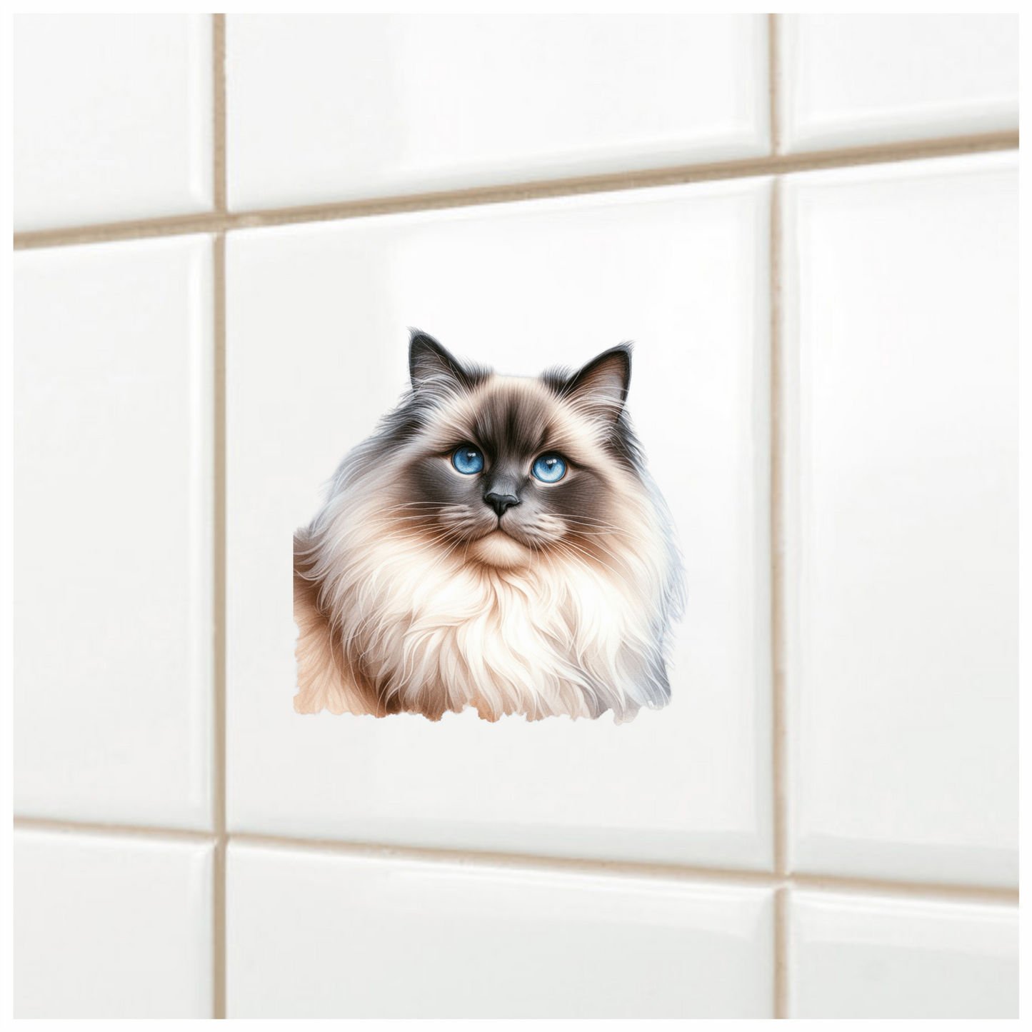 Blue Ragdoll Cat Fluffy Face Vinyl Sticker Decal