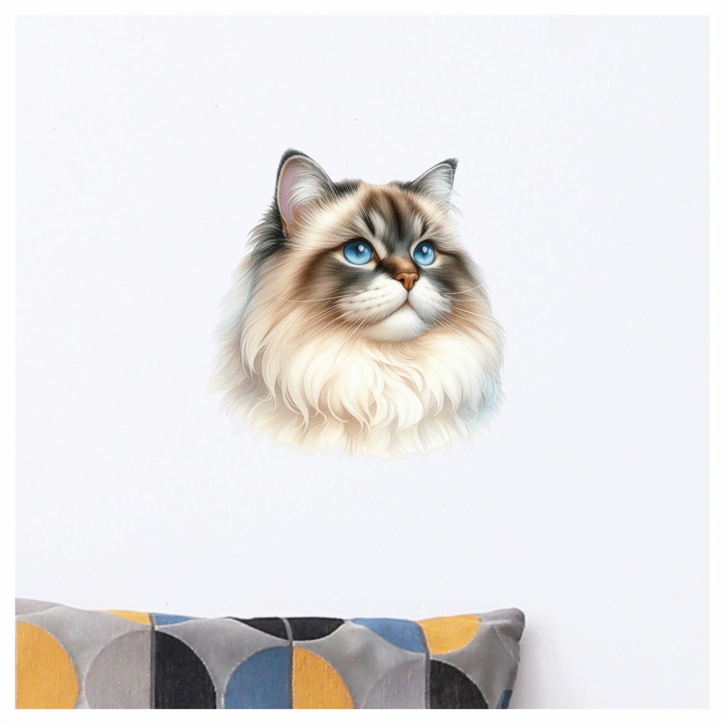 Blue Cat Himalayan Fluffy Vinyl Sticker Decal