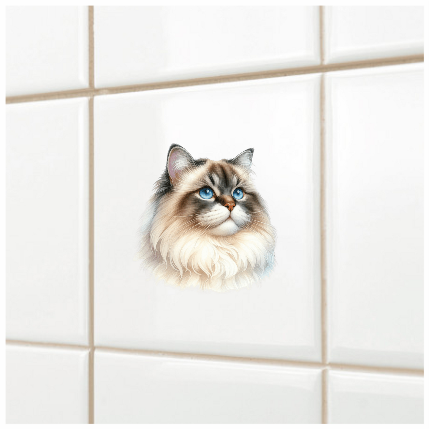 Blue Cat Himalayan Fluffy Vinyl Sticker Decal