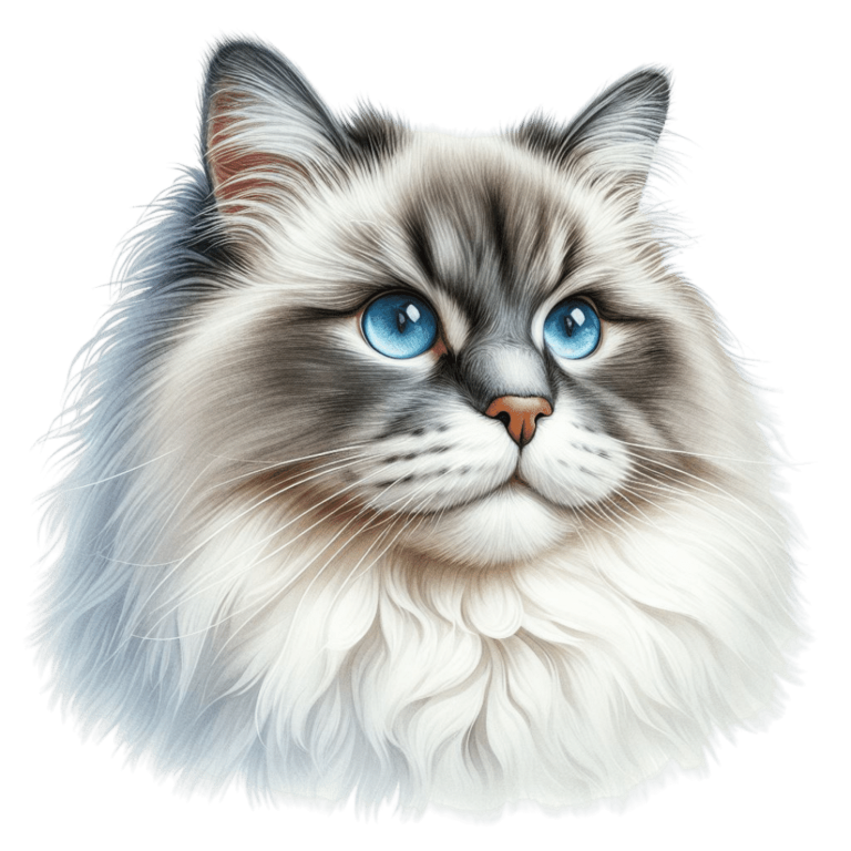 Blue Cat Ragdoll Fluffy Face Vinyl Sticker Decal