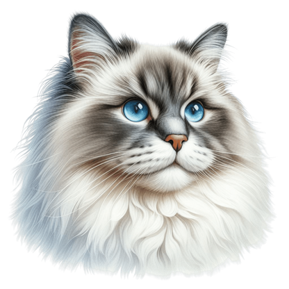 Blue Cat Ragdoll Fluffy Face Vinyl Sticker Decal