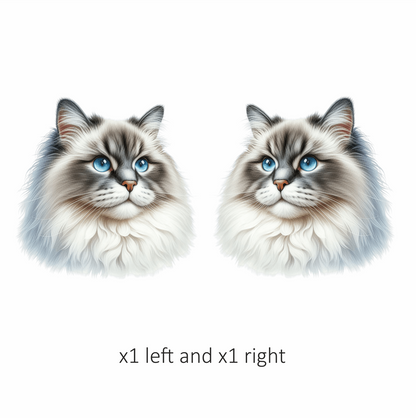 Blue Cat Ragdoll Fluffy Face Vinyl Sticker Decal