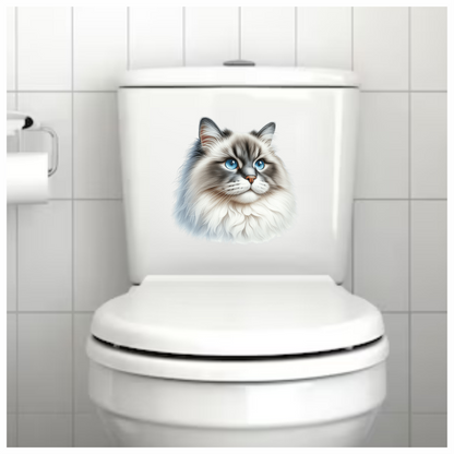 Blue Cat Ragdoll Fluffy Face Vinyl Sticker Decal