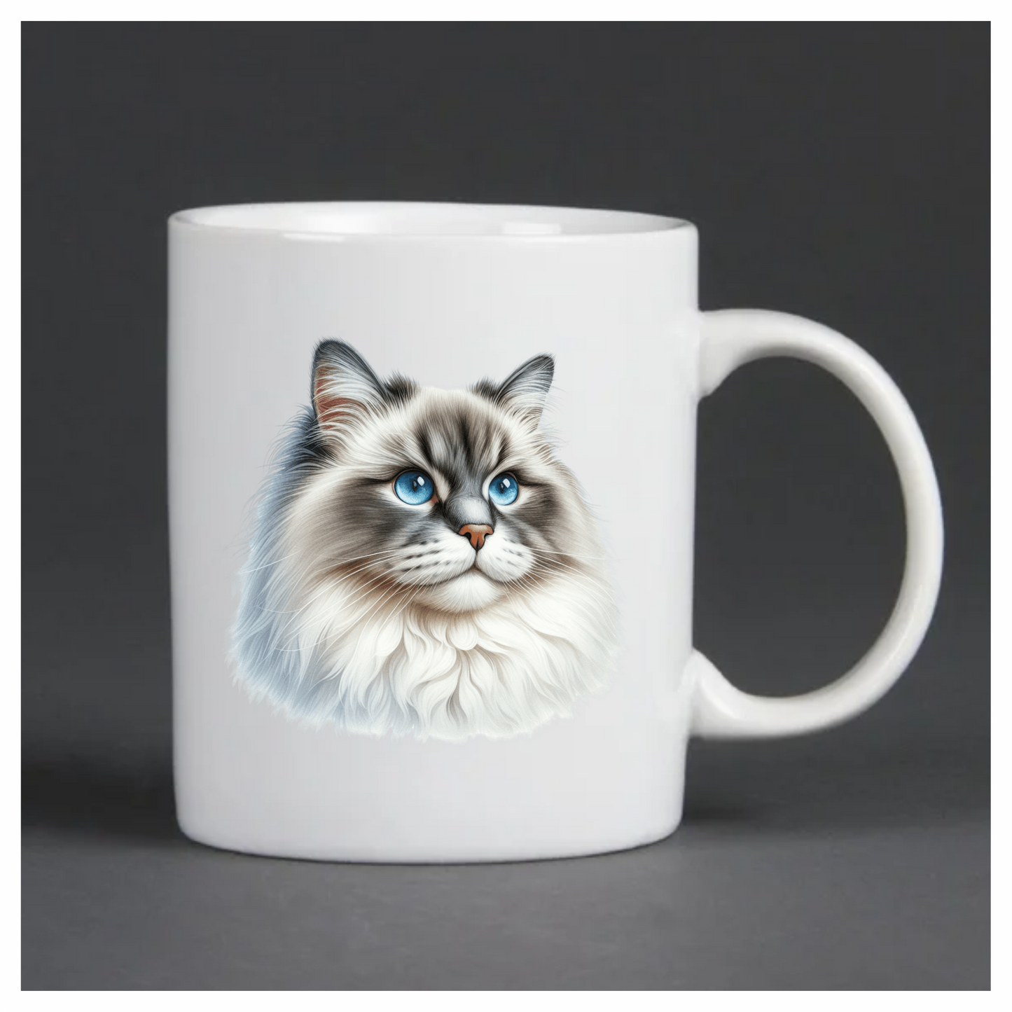 Blue Cat Ragdoll Fluffy Face Vinyl Sticker Decal