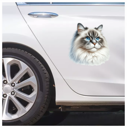 Blue Cat Ragdoll Fluffy Face Vinyl Sticker Decal
