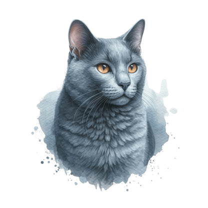 Gray Cat Russian Blue Portrait Vinyl Sticker Decal