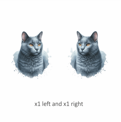 Gray Cat Russian Blue Portrait Vinyl Sticker Decal