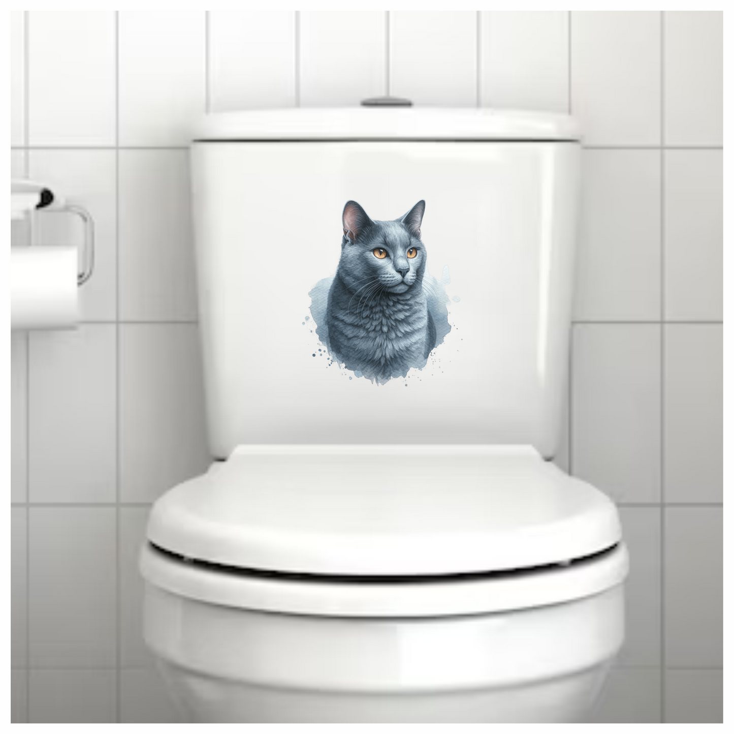 Gray Cat Russian Blue Portrait Vinyl Sticker Decal