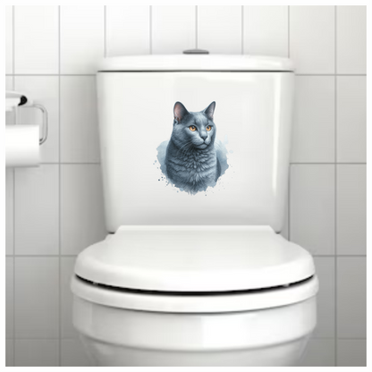Gray Cat Russian Blue Portrait Vinyl Sticker Decal