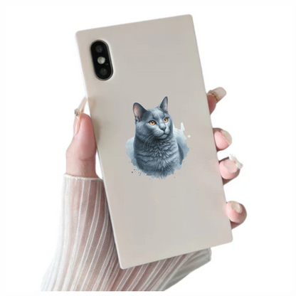 Gray Cat Russian Blue Portrait Vinyl Sticker Decal