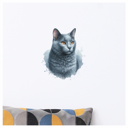 Gray Cat Russian Blue Portrait Vinyl Sticker Decal