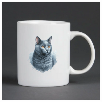 Gray Cat Russian Blue Portrait Vinyl Sticker Decal