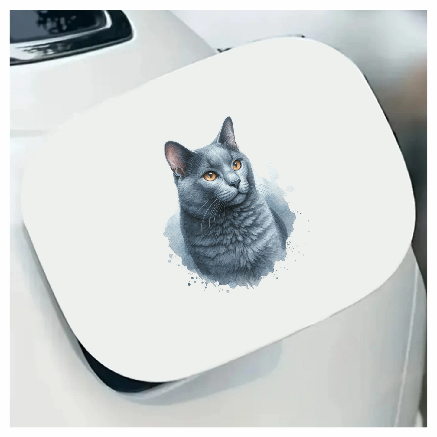 Gray Cat Russian Blue Portrait Vinyl Sticker Decal