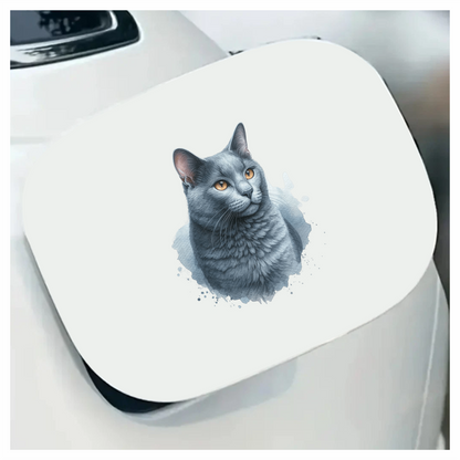 Gray Cat Russian Blue Portrait Vinyl Sticker Decal