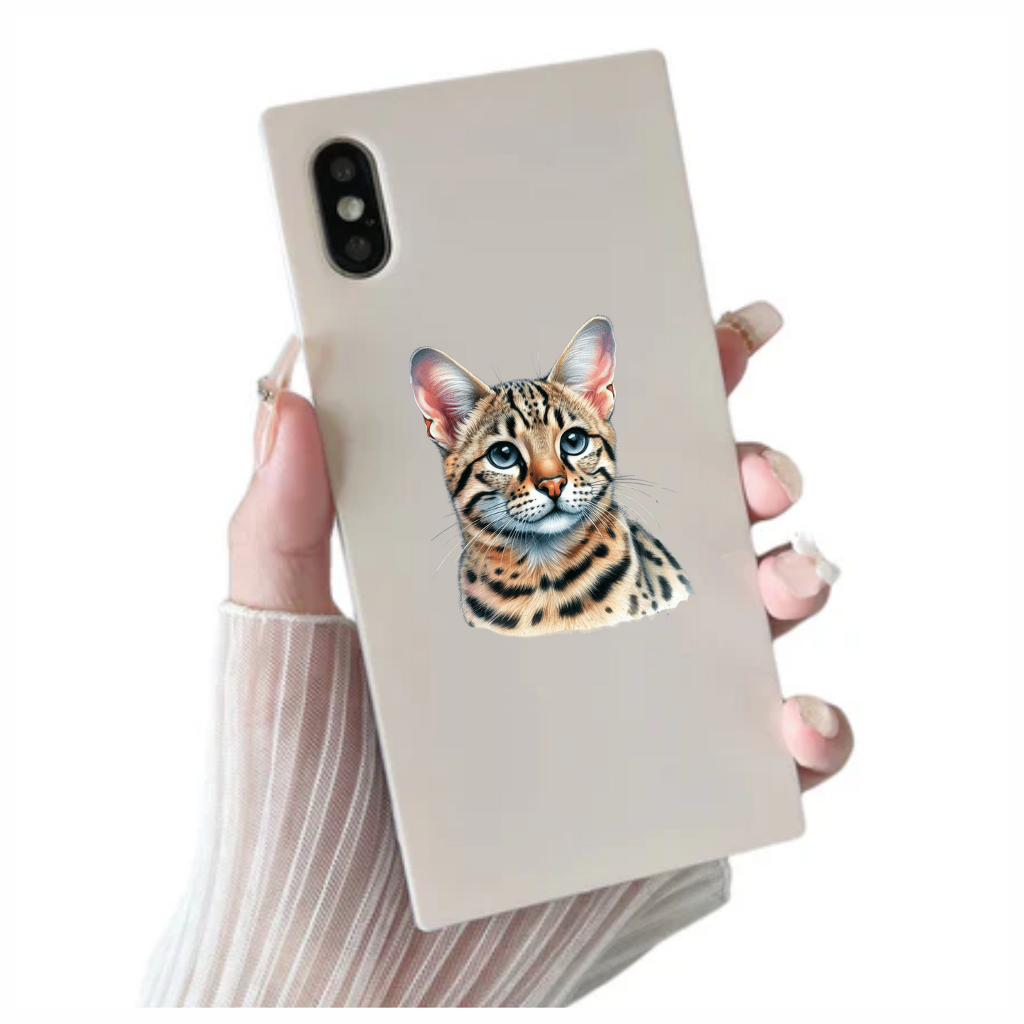 Brown Cat Wild Serval Portrait Vinyl Sticker Decal