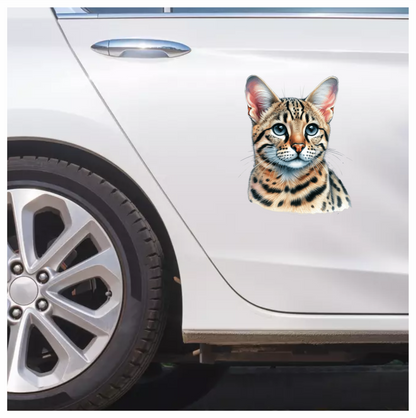 Brown Cat Wild Serval Portrait Vinyl Sticker Decal