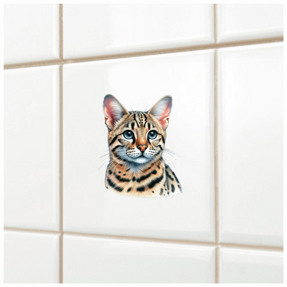 Brown Cat Wild Serval Portrait Vinyl Sticker Decal
