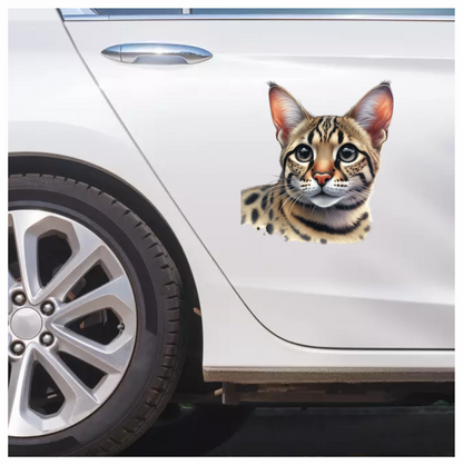 Brown Cat Bengal Face Closeup Vinyl Sticker Decal