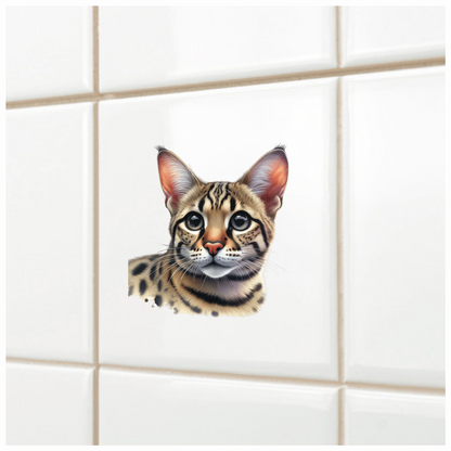 Brown Cat Bengal Face Closeup Vinyl Sticker Decal