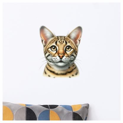 Brown Cat Wild Serval Face Vinyl Sticker Decal