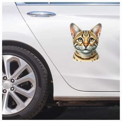Brown Cat Wild Serval Face Vinyl Sticker Decal