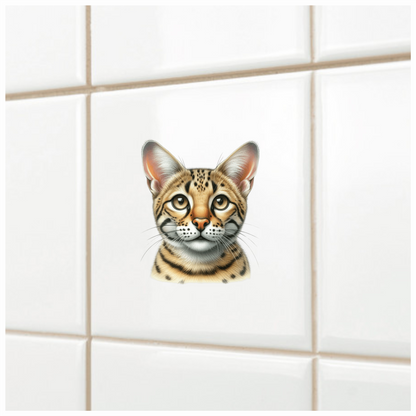 Brown Cat Wild Serval Face Vinyl Sticker Decal