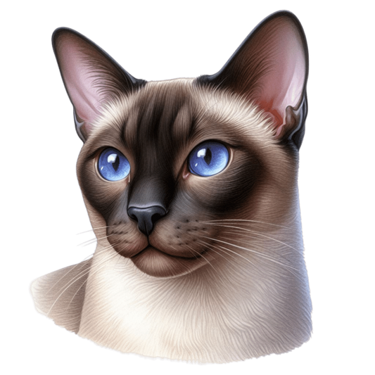 Brown Cat Siamese Blue Eyes Vinyl Sticker Decal