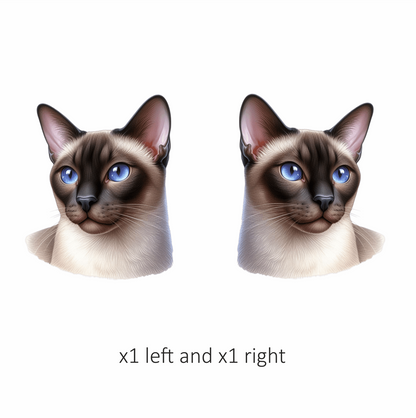 Brown Cat Siamese Blue Eyes Vinyl Sticker Decal